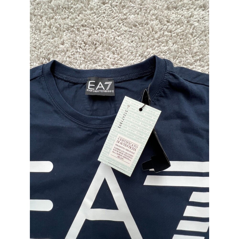Emporio Armani T-Shirt Men's Luxury Big Logo Classic Italy Size M Navy Blue - Picture 5 of 9